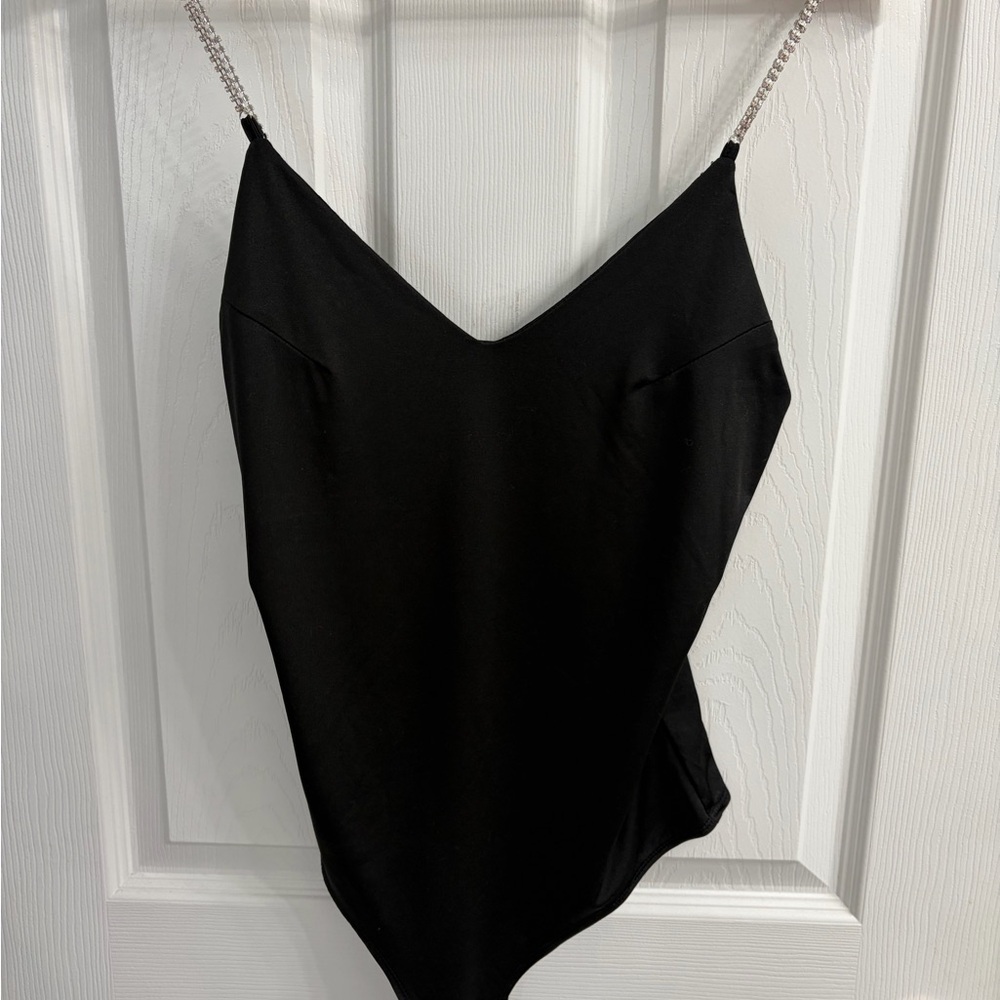 Rue21 Black Bodysuit with Chain Straps